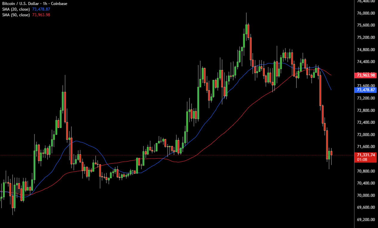 Simple moving average SMA on Bitcoin BTC price chart showing a smoother trend line for broader direction